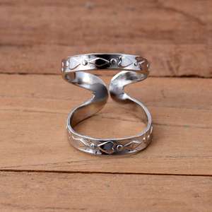 SHYAM JEWELRS Luxury 925 Sterling Silver Unisex <b>Adjustable</b> Arthritis Splint <b>Ring</b> Floral Textured Swan Neck Support DIP PIP - Product Image 1