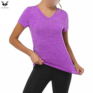 In Purple Color Good Selling <b>Top</b> Trendy Product Make Your Own <b>Plus</b> <b>Size</b> Breathable <b>Mesh</b> Gym Fitness Crop <b>Tops</b> Women Shirts - Product Image 2