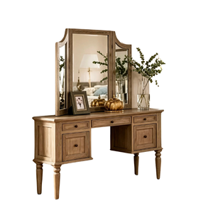 Tocador de Madera Blanco de Lujo con Espejo, Cajones de Almacenamiento y Escritorio de Maquillaje, Muebles de Dormitorio al por Mayor - Product Image 2
