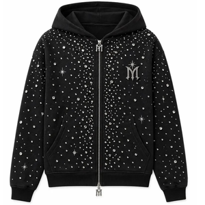 Sudadera con Capucha Personalizada con Pedrería, ODM, Marca Privada, Sudadera con Capucha Decorada con Cristales, Sudadera Brillante de Moda, Venta al por Mayor, MOQ, Lote - Product Image 2