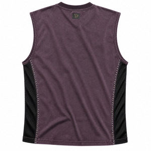 Camiseta sin mangas estilo Y2K, estilo streetwear, color uva empolvada, de algodón lavado, con paneles laterales de malla negra y detalles de pedrería en las costuras. - Product Image 5