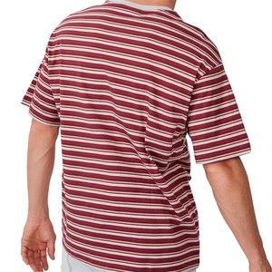 T-shirt unisexe en coton uni à rayures, coupe classique, manches courtes, col rond, séchage rapide, multicolore, personnalisable avec logo imprimé sur le devant – Meilleure vente - Product Image 6