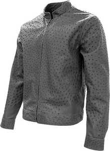 Chaqueta de Cuero para Hombre, Corte Ajustado, Piel de Vacuno Genuina con Grabado de Avestruz, Cuello Camisero, Cierre de Cremallera Resistente, Directo de Fábrica - Product Image 2