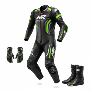 Ensemble tout-en-un, combinaison en cuir de moto personnalisable, gants longs avec protections, bottes de protection pour la piste - Prix d'usine - Product Image 1