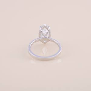 IGI Certified Marquise Cut Diamond Engagement / Wedding <b>Ring</b> <b>with</b> Pavé Band in Solid <b>925</b> Sterling <b>Silver</b> - Product Image 4