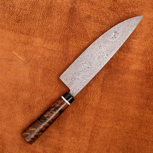 Couteau de Chef en Acier Damas, Lame Pleine Longueur, Manche en Bois, Professionnel, Forgé à la Main, Écologique, Compatible Lave-Vaisselle - Product Image 6