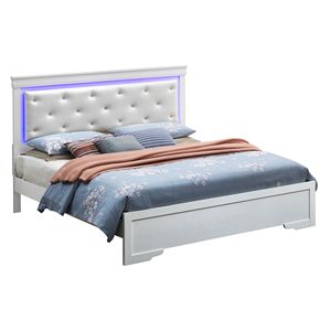 Letto Matrimoniale Imbottito in Stile Transizionale con Finitura Argento Champagne - Product Image 1