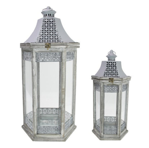 Lanternes à bougies décoratives en métal doré artisanal avec verre coloré, utilisées pour la décoration intérieure et extérieure - Product Image 4