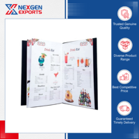 Buku Menu Lipat Hotel Kulit PU Buatan Tangan Berkualitas Luar Biasa dengan Panel Ganda, Ukuran Dapat Disesuaikan, Pilihan Desain, Kuantitas Besar