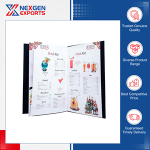 ปกเมนูโรงแรมแบบพับได้สองแผ่น ทำจากหนัง PU คุณภาพเยี่ยม งานแฮนด์เมด  ขนาดและดีไซน์ปรับแต่งได้  มีตัวเลือกสำหรับสั่งซื้อจำนวนมาก - Product Image 3