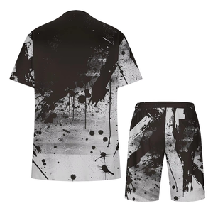 Conjunto Deportivo de Verano Ecológico al por Mayor, Estilo Vintage, con Logotipo Personalizado, Camiseta de Manga Corta y Pantalones Cortos, Traje de Dos Piezas para Hombre - Product Image 3