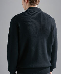 เสื้อสเวตเตอร์ผ้าฝ้ายสำหรับผู้ชาย, เสื้อสเวตเตอร์ผ้าฝ้าย100% น้ำหนักมากแบบสวมหัวแบบลำลองมีซิปสีดำล้วนสำหรับฤดูหนาว - Product Image 4