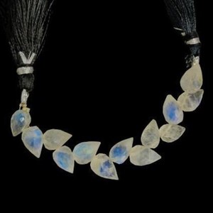 Natural Rainbow Moonstone Faceted Teardrop Briolette Beads Blue Flash Flower Bud Wholesale Bulk - Product Image 6
