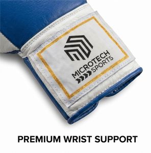 Gants de boxe personnalisés en cuir de vache bleu, respirants, légers, protection UV, extensibles, avec lacets, soutien du poignet, unisexe, pour la boxe - Product Image 4