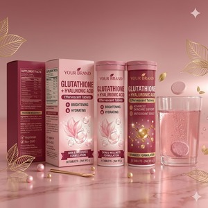 Comprimés effervescents de glutathion et d'acide hyaluronique pour éclaircir la peau, hydrater en profondeur et offrir un soutien antioxydant - Product Image 2