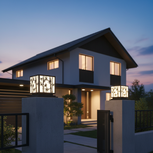 Lámpara LED de 1 año de garantía, de acero/inoxidable, 3500K (blanco cálido), para columna de entrada, de Vietnam CM Decor, AC 220V (± 10%), 300 lm, para exterior/pared/villa/jardín - Product Image 5