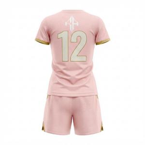 Uniforme de Fútbol con Estampado por Transferencia de Calor y Logotipo Blanco, 100% Poliéster de Alta Calidad, Manga Corta, Transpirable y de Secado Rápido para Mujer - Product Image 3