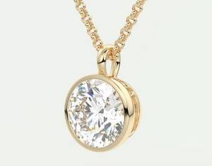 Collar con Colgante de Bisel Redondo con Diamante Moissanite VVS, Plata 925 Chapada en Oro, al Mejor Precio para Mujeres, Ideal para Fiestas - Product Image 4