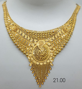 Collier Paon en Or Massif 22K pour Femme, Collier Ras-du-Cou Traditionnel Indien en Filigrane, Bijoux de Mariage Faits à la Main, Ensemble de 21g - Product Image 3