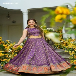 Designer Fancy Organza Silk with Printed & Animal-Motif Border Design Lehenga-Fancy Lace Choli <b>Readymade</b> Set Wholesale Supply - Product Image 1