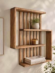 Solid Wooden Floating Wall <b>Shelves</b> Wall Mounted Storage Organizer For Living Room Bedroom Office Decoration - Product Image 3