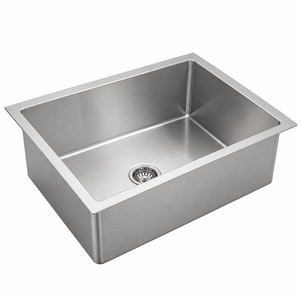 Évier de cuisine encastré en acier inoxydable brossé, cuve carrée simple, qualité 304 - Product Image 1