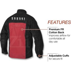 Chaqueta de Seguridad Ignífuga FR, Negra con Panel Trasero Rojo, Corte Regular, Ropa de Trabajo de Protección Contra Incendios, Mangas de Poliéster, Resistente al Calor de 300C-500C - Product Image 3