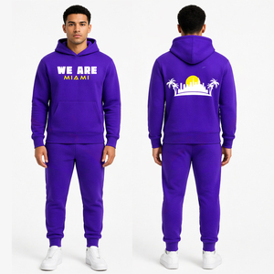 Mens Purple Hoodie Tracksuit 2026 Football Tournament Supporter Tracksuit Custom Print Miami Fan Outfit Hoodie and Sweatpants Se - Product Image 1