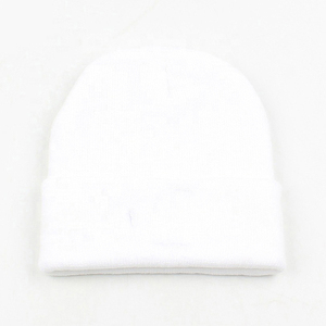 Unisex Solid Color Beanie <b>Hat</b> 100% Acrylic Winter Cap Cuffed Knit Style Casual Wear for Adults Black and <b>White</b> - Product Image 5