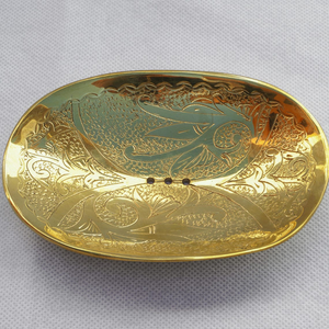 Porte-savon décoratif en métal rond gaufré, pour comptoir de salle de bain, décoration de la maison - Product Image 3