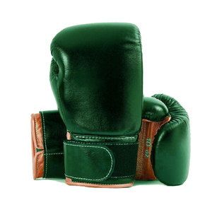 Daizen Green Leather Boxing Gloves 10 Oz for Closure Adjustable Wrist <b>Strap</b> Customizable Packaging Unisex Training Gloves for - Product Image 1