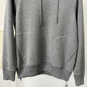 Sweat à capuche gris premium surdimensionné pour homme, manches longues, tricoté, coupe classique, hiver-printemps, streetwear, en molleton bouclette respirant - Product Image 4