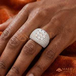 925 <b>Silver</b> Iced Out Round Cut Moissanite <b>Ring</b> for <b>Men</b> Hip Hop Cluster Flower <b>Ring</b> Luxury Statement Jewelry Gift - Product Image 2