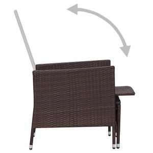 Poltrona da Giardino Regolabile in Rattan PE Marrone con Braccioli Confortevoli - Product Image 5