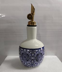 Nueva Botella de Cerámica Azul para Aceite de Oliva de 350 ml, Hecha a Mano, Hermética - Product Image 1