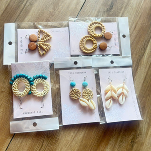 Vietnam Handmade Bamboo <b>Earrings</b> Natural Rattan Eco Friendly Jewelry Boho Style Lightweight Summer Accessories for Women - Product Image 1