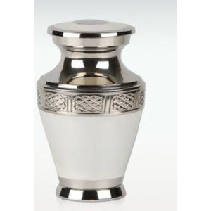 Urne funéraire artisanale en laiton blanc et argenté pour cendres humaines adultes, élégante urne commémorative en métal gravée, urnes funéraires pour enterrement. - Product Image 4