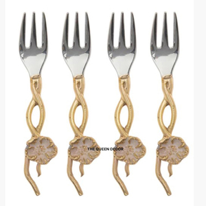 Elegante Juego de Cubiertos de Acero Inoxidable Dorado para Restaurante, con Mango Decorativo de Latón con Flores, para Bodas y Hoteles - Product Image 2