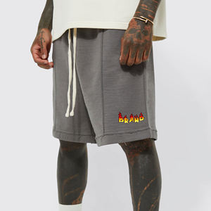 Nouvel Arrivage 2026 – Short en Coton Gris pour Homme avec Cordon de Serrage et Broderie Logo Flamme – Tenue Décontractée - Product Image 1
