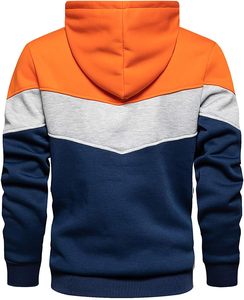 Sweat-shirt à capuche pour homme, coupe classique, mélange coton et polyester, style color block, avec poche, pour l'automne - Product Image 3
