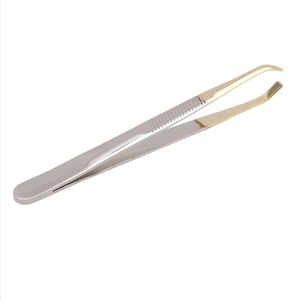 Pince à épiler incurvée plaquée or de haute qualité, 1/5 pièces, moderne, durable, pointe de précision, pointe droite et pointue, écologique, en acier inoxydable - Product Image 1