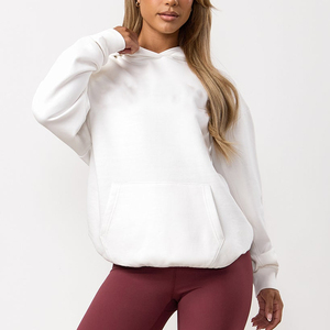 Women Oversized Pullover Hoodie Heavy Fleece Solid Color Basic Sweatshirt Kangaroo Pocket Luxury Casual <b>Top</b> - Product Image 1