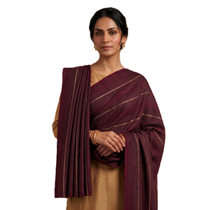 Women's Viscose <b>Shawl</b> Solid Color Long Winter <b>Wrap</b> Lightweight Durable Traditional Scarf Burgundy Gold Trim Daily Life - Product Image 2