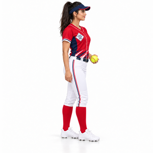 Uniformes de softball OEM pour femmes et filles avec maillots et pantalons assortis et graphiques d'équipe personnalisés, pantalons à boutons color block - Product Image 4