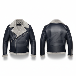 Customized Dark Brown Genuine Buffalo Leather <b>Jacket</b> for Men Winter Original Fleece <b>with</b> <b>Zipper</b> Closure Men's <b>Jackets</b> - Product Image 5