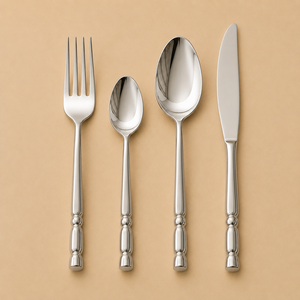Designer Stainless Steel Flatware Set with Classic Beaded Handle Design Mirror Polish Finish for Elegant Dining Tables - Product Image 1
