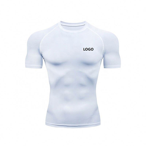 เสื้อยืดแขนสั้นผู้ชาย ผ้ารัดรูป สีพื้น แห้งเร็ว ทรงเข้ารูป คอกลม สปอร์ต ผ้าถักโพลีเอสเตอร์ - Product Image 2