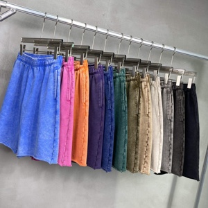Shorts d'entraînement en coton pour hommes, style hip-hop, anti-UV, avec cordon de serrage, teinture artisanale délavée à l'acide, vente en gros - Product Image 4