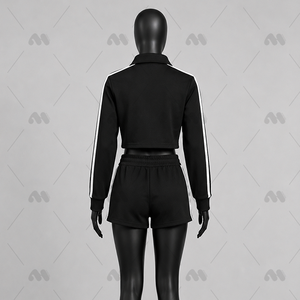 Conjunto Deportivo para Hombre, Negro, Transpirable, Poliéster/Algodón, Color Sólido, Manga Larga, Cierre Frontal con Cremallera, Estilo Deportivo, Ropa Casual de Primavera - Product Image 3