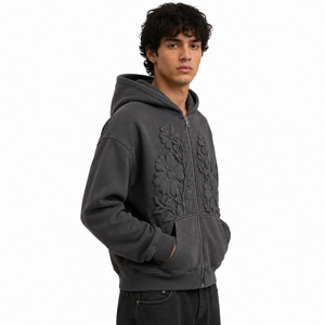 Men's 100% Cotton Full <b>Zip</b> Hoodie Fleece Sweatshirt Regular Fit <b>Zip</b> Up <b>Hooded</b> Jacket for Winter Casual Wear - Product Image 2